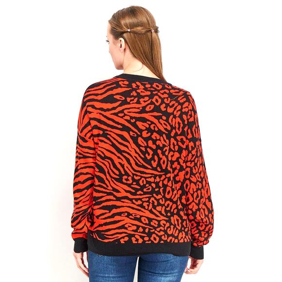 Bar lll Women's Zebra Leopard Animal Print Jacquard Mob-Wife Sweater Size Small - Picture 2 of 8